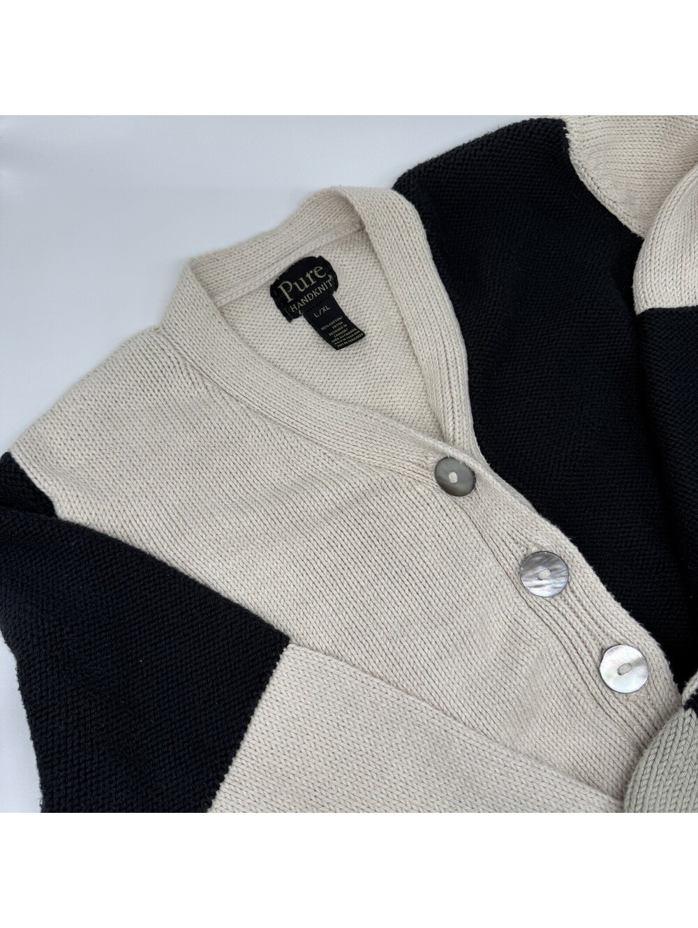 Pure Handknit Colorblock 100% Cotton Cardigan Fall Women’s L/XL